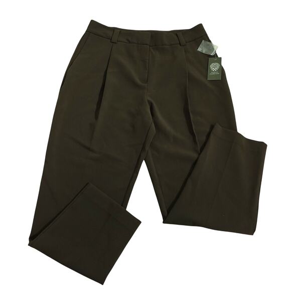 Vince Camuto Pants - NWT Vince Camuto Womens Trouser Work Pants Pleated Slash Pockets Brown Size 12